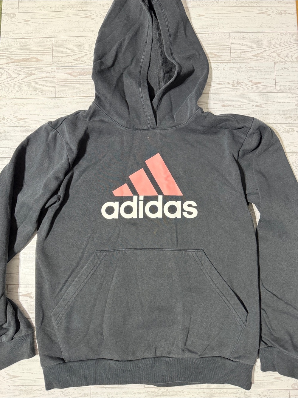 adidas Black Hoodie with Coral Logo